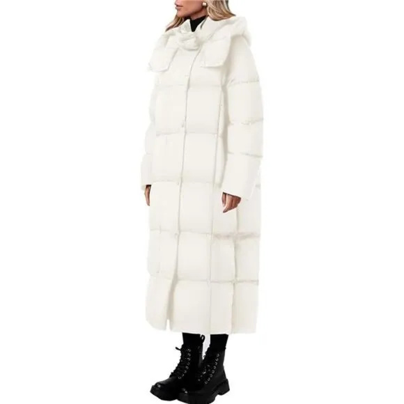 Women’s Winter Long Puffer Coat – Hooded, Zip-Up, Thickened Down Jacket