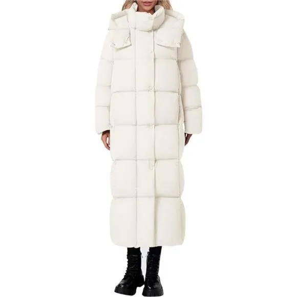 Women’s Winter Long Puffer Coat – Hooded, Zip-Up, Thickened Down Jacket