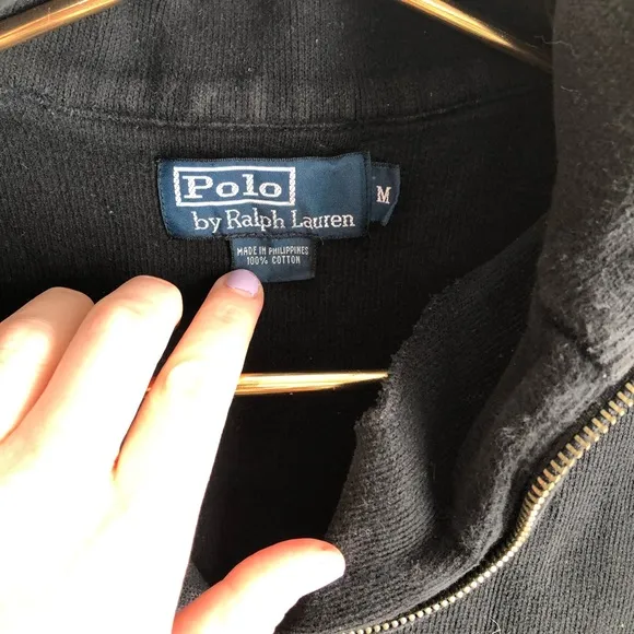 Y2k Vintage Polo Ralph Lauren oversized black pullover half zip sweater top