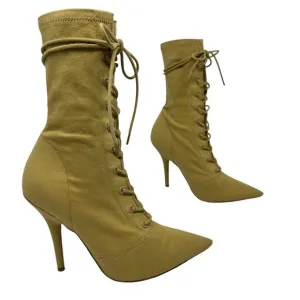 Yeezy Season 6 Stretch Canvas Lace Up Ankle Boots Womens Size 38