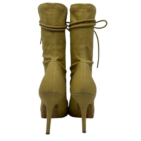 Yeezy Season 6 Stretch Canvas Lace Up Ankle Boots Womens Size 38