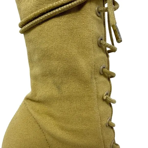 Yeezy Season 6 Stretch Canvas Lace Up Ankle Boots Womens Size 38