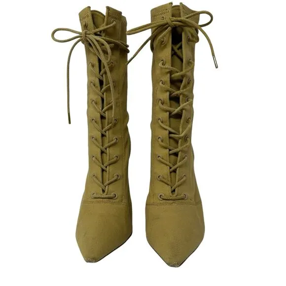 Yeezy Season 6 Stretch Canvas Lace Up Ankle Boots Womens Size 38