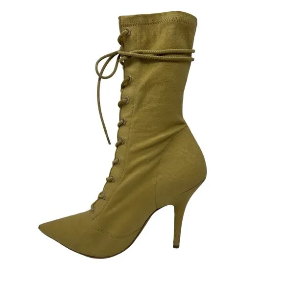Yeezy Season 6 Stretch Canvas Lace Up Ankle Boots Womens Size 38