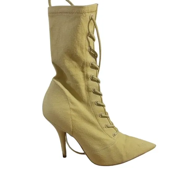 Yeezy Season 6 Stretch Canvas Lace Up Ankle Boots Womens Size 38