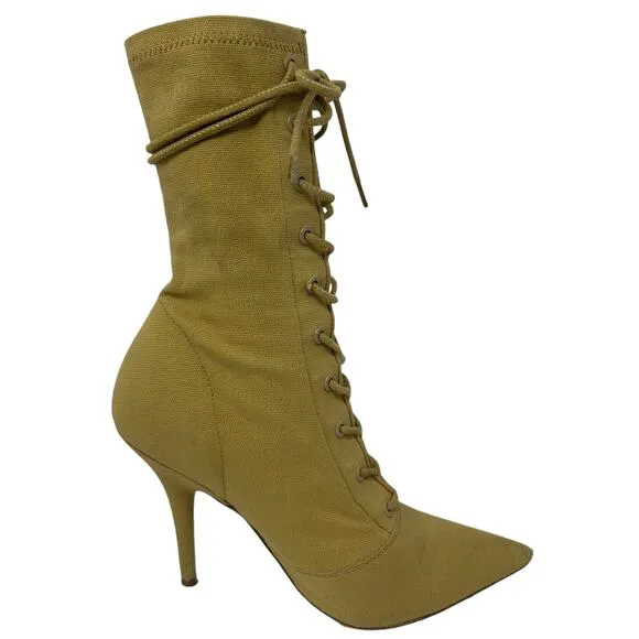 Yeezy Season 6 Stretch Canvas Lace Up Ankle Boots Womens Size 38