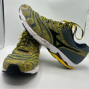 Yellow and Black Athletic Shoes with Knit Design
