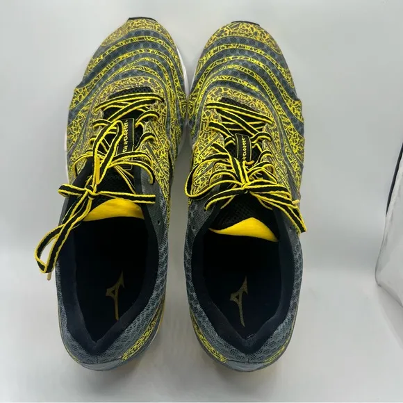 Yellow and Black Athletic Shoes with Knit Design