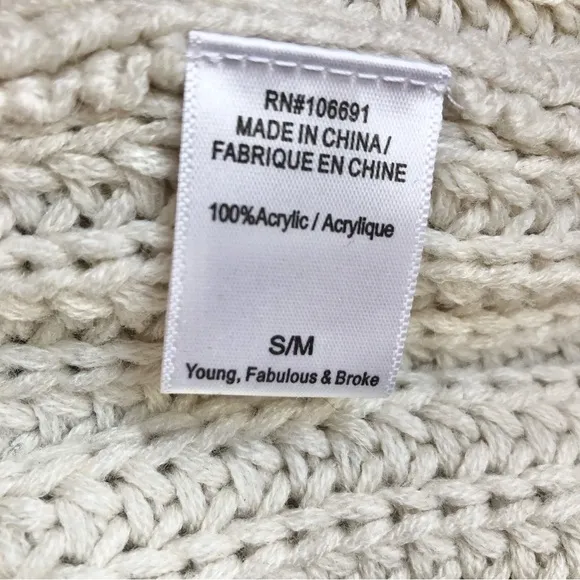 Young Fabulous &amp; Broke Ivory Knit Fringe Pullover Sweater S/M
