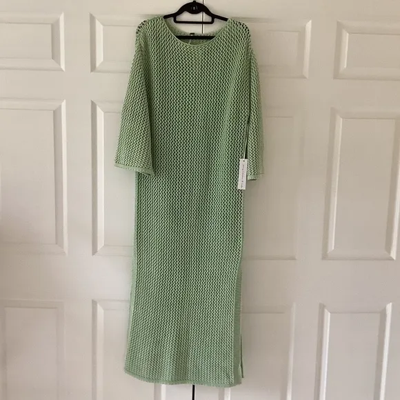 Young Fabulous &amp; Broke Santorini Crochet Slip Maxi Dress/Swim Cover-Up in Mint