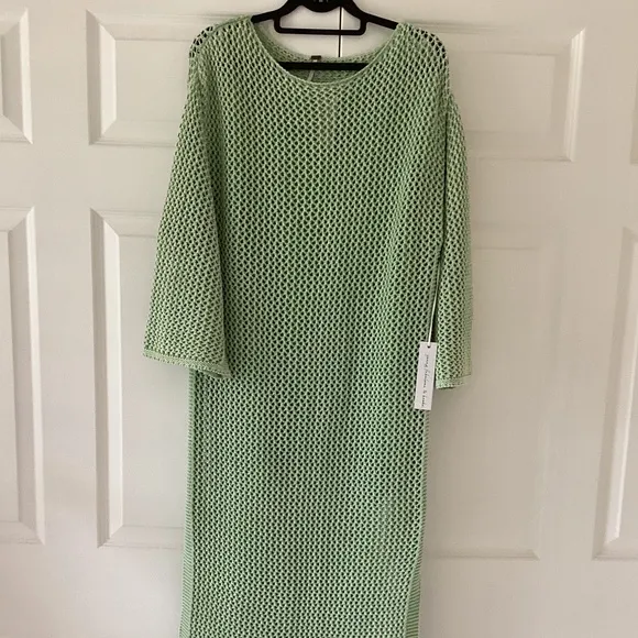 Young Fabulous &amp; Broke Santorini Crochet Slip Maxi Dress/Swim Cover-Up in Mint