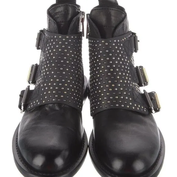 ZADIG&amp;VOLTAIRE Studded Black Leather Ankle Boots Size 6 EUC