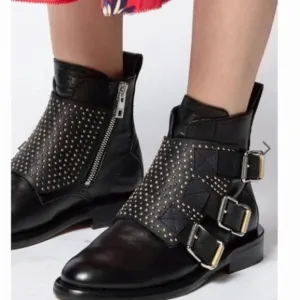 ZADIG&amp;VOLTAIRE Studded Black Leather Ankle Boots Size 6 EUC