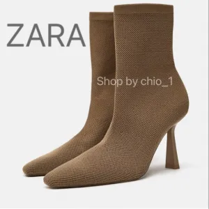 ZARA STRETCH FABRIC HEELED ANKLE BOOTS bloggers favorite