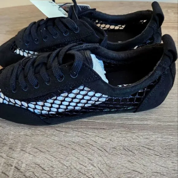 ZARA  WOMEN’S MESH DARBY SHOES BACK PULL TAB. LACE-UP CLOSURE SZ 37 BLACK COLOR