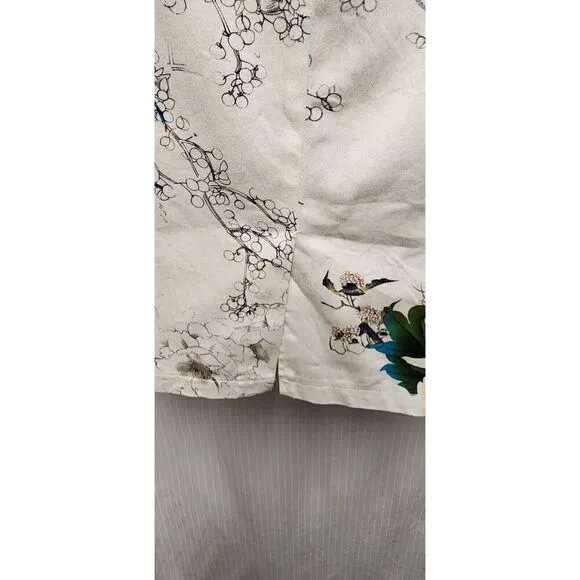 ZARA WOMENS BOAT NECK FLORAL PRINT MIDI DRESS SIZE SMALL MULTICOLOR CREAM