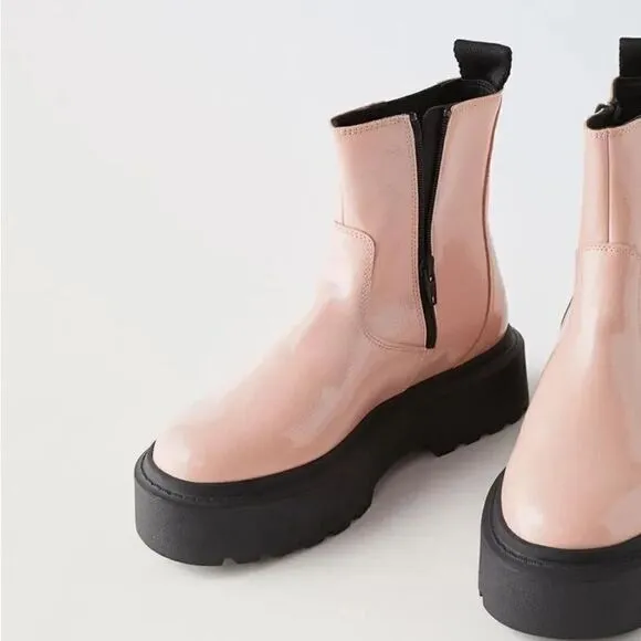 ZARA PATENT EFFECT CHELSEA BOOTS