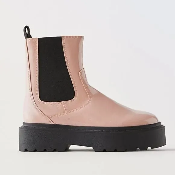 ZARA PATENT EFFECT CHELSEA BOOTS