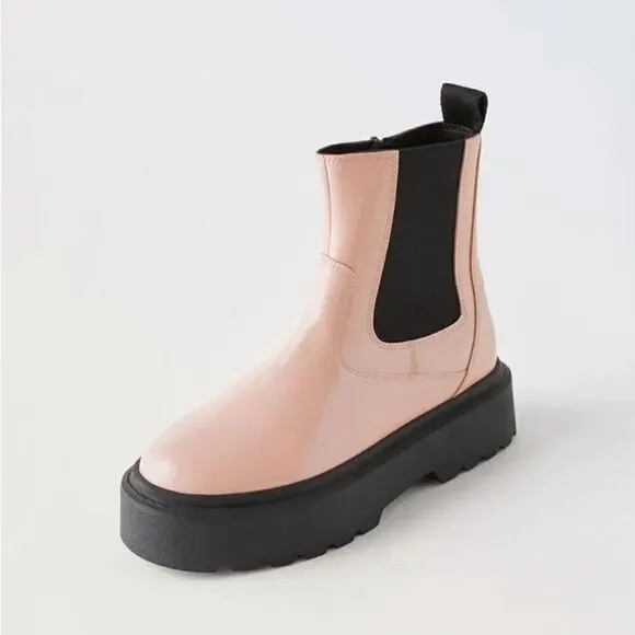 ZARA PATENT EFFECT CHELSEA BOOTS