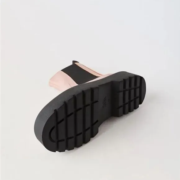 ZARA PATENT EFFECT CHELSEA BOOTS