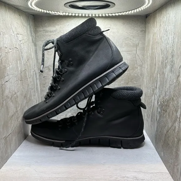 ZeroGrand Cole Haan Black Leather Ankle Boots. Excellent Condition. Size 15