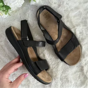 ZIERA 41W 41 WIDE Benji Black Leather Sandals 10 • Super Support Comfort Shoes