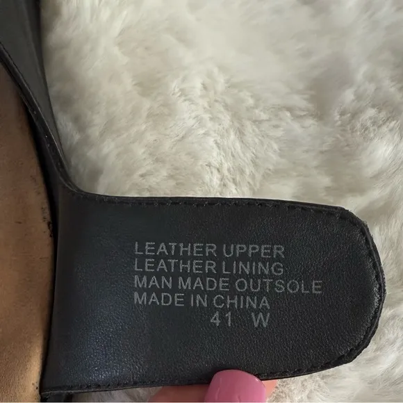 ZIERA 41W 41 WIDE Benji Black Leather Sandals 10 • Super Support Comfort Shoes