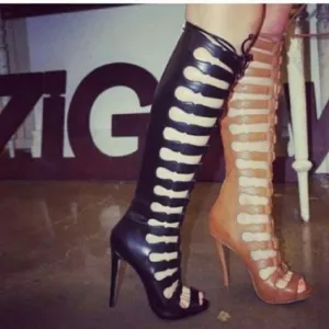 Zigi Soho MARYBETH Gladiator black Heels size 7.5 leather lace up open-toe shoes